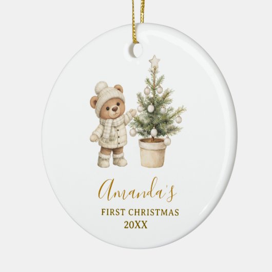 Gender Neutral Bear First Christmas Keepsake Keramisch Ornament (Links)