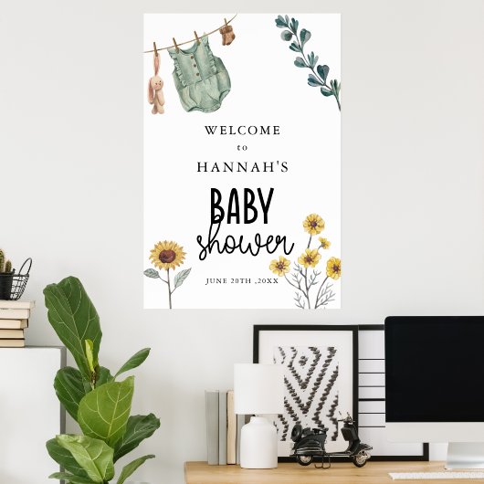Gender Neutral Boho  Baby Shower Welcome Sign Poster (Thuiskantoor)