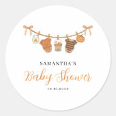 Gender Neutral Clothesline Halloween Baby Shower  Ronde Sticker (Voorkant)