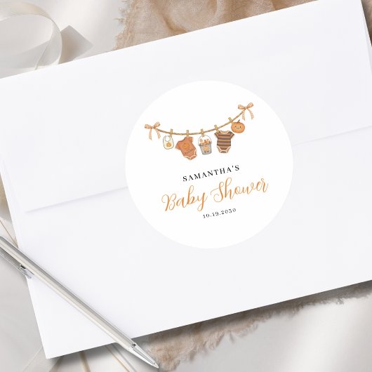 Gender Neutral Clothesline Halloween Baby Shower  Ronde Sticker