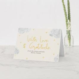 Gender Neutral Clouds Stars Baby shower Bedankt Folie Wenskaart