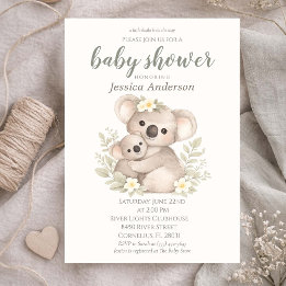 Gender Neutral Cottagecore Boho Koala Baby Shower  Kaart