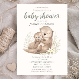 Gender Neutral Cottagecore Boho Otter Baby Shower  Kaart