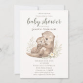 Gender Neutral Cottagecore Boho Otter Baby Shower  Kaart (Voorkant)
