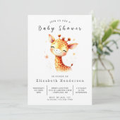 Gender Neutral Custom Giraffe Baby shower Kaart (Staand voorkant)