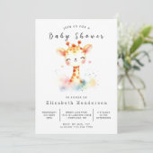 Gender Neutral Custom Giraffe Baby shower Kaart (Staand voorkant)