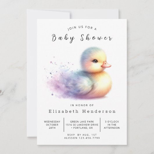 Gender Neutral Editable Duck Baby shower Kaart (Voorkant)