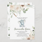 Gender Neutral Elephant Baby Shower Kaart (Voorkant / Achterkant)