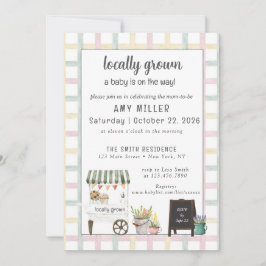 Gender Neutral Farmers Market Baby Invitation Kaart