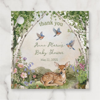 Gender Neutral Forest Arch and Fawn Baby Shower Bedankjes Labels