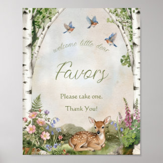 Gender Neutral Forest Arch and Fawn Baby Shower  Poster
