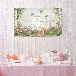 Gender Neutral Forest Arch and Fawn Baby Shower Spandoek