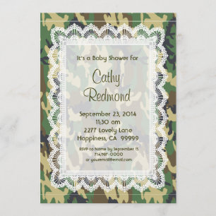 GENDER NEUTRAL Green Camo Lace Baby shower V11 Kaart