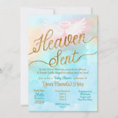 Gender Neutral Heaven Sent Baby shower Invitation Kaart (Voorkant)