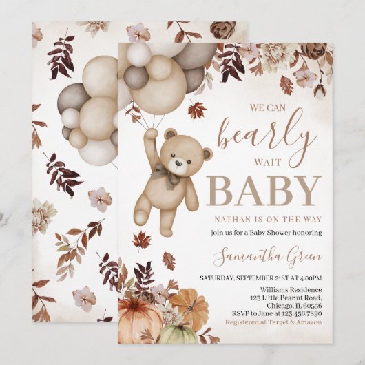 Gender Neutral Herfst Beer Baby shower Kaart (Voorkant / Achterkant)