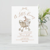 Gender Neutral Ivory Beige Bunny Baby Shower Kaart (Staand voorkant)