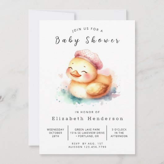 Gender Neutral Online Duck Baby shower Kaart (Voorkant)