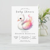Gender Neutral Online Swan Baby shower Kaart (Staand voorkant)