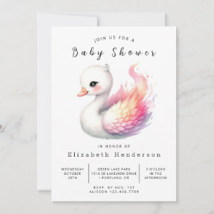 Gender Neutral Online Swan Baby shower Kaart