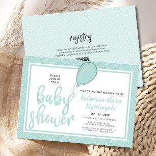 Gender Neutral Pastel Green Baby shower QR-code Kaart