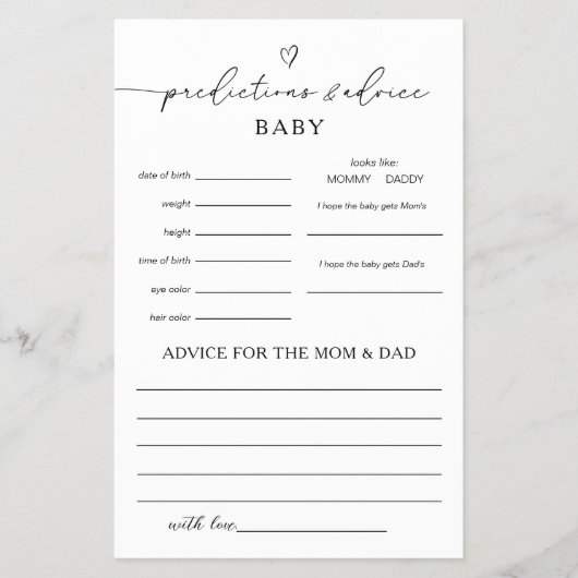 Gender Neutral Predictions & Advice Game Flyer (Voorkant)