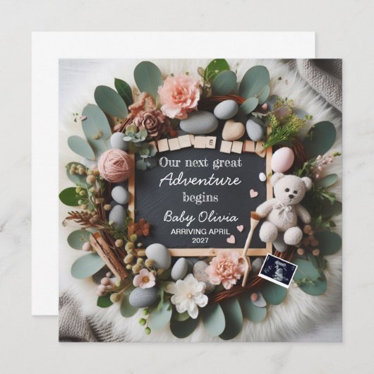 gender neutral pregnancy announcement Editable Aankondiging (Voorkant / Achterkant)