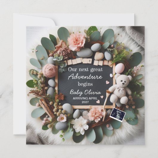 gender neutral pregnancy announcement Editable Aankondiging (Voorkant)