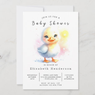 Gender Neutral Printable Duck Baby shower Kaart