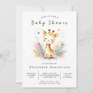 Gender Neutral Printable Giraffe Baby shower Kaart