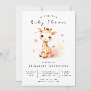 Gender Neutral Printable Giraffe Baby shower Kaart