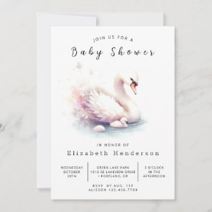Gender Neutral Printable Swan Baby shower Kaart