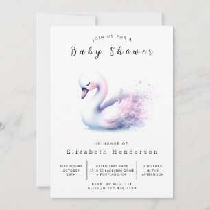 Gender Neutral Printable Swan Baby shower Kaart