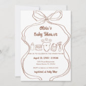 gender Neutral Quirky Hand Drawn Bow Baby shower Kaart (Voorkant)