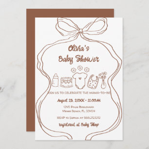 gender Neutral Quirky Hand Drawn Bow Baby shower Kaart