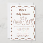 gender Neutral Quirky Wavy Hand getrokken Baby sho Kaart (Voorkant)