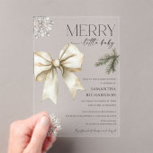 Gender neutral rustic bow snowflakes baby shower acryl uitnodigingen (Insitu (Draagbaar))