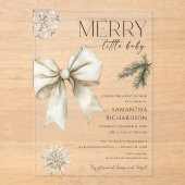 Gender neutral rustic bow snowflakes baby shower acryl uitnodigingen (Voorkant)