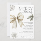 Gender neutral rustic bow snowflakes baby shower kaart (Voorkant)