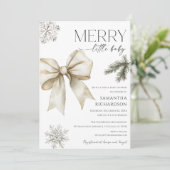Gender neutral rustic bow snowflakes baby shower kaart (Staand voorkant)