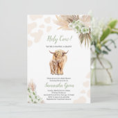 Gender Neutral Sage Green Highland Koe Baby shower Kaart (Staand voorkant)