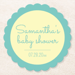 Gender Neutral Shower Scalloped Coasters Kartonnen Onderzetters