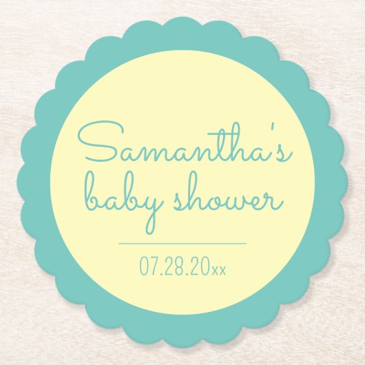 Gender Neutral Shower Scalloped Coasters Kartonnen Onderzetters (Voorkant)