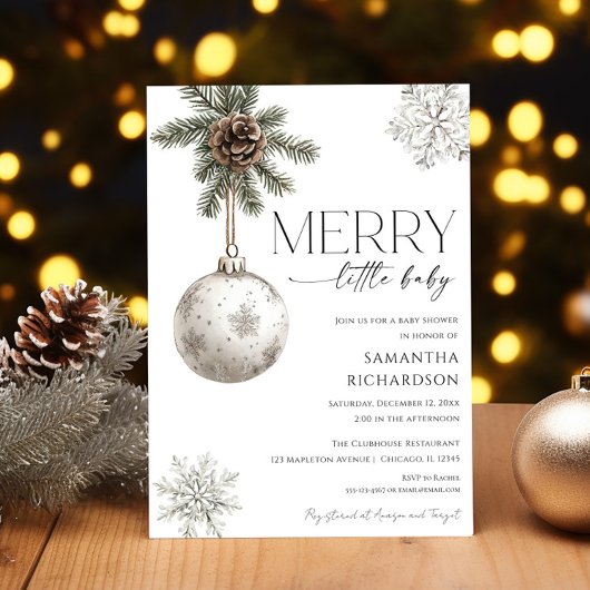 Gender neutral simple rustic winter baby shower kaart