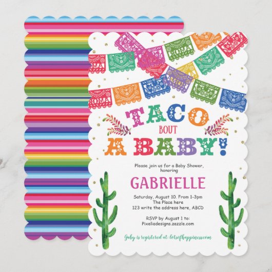 Gender Neutral, Taco over een Baby, Shower Fiesta Kaart (Voorkant / Achterkant)