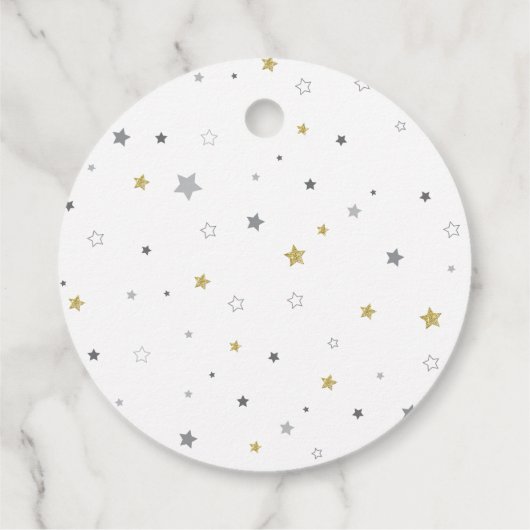 Gender Neutral Twins Baby shower Twinkle Stars Bedankjes Labels (Achterkant)