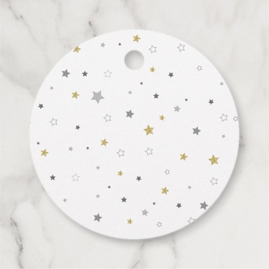 Gender Neutral Twins Baby shower Twinkle Stars Bedankjes Labels (Achterkant)