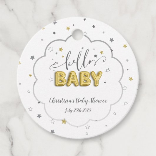 Gender Neutral Twins Baby shower Twinkle Stars Bedankjes Labels (Voorkant)