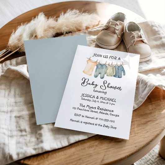 Gender-Neutral Vintage Clothing Baby Shower Kaart