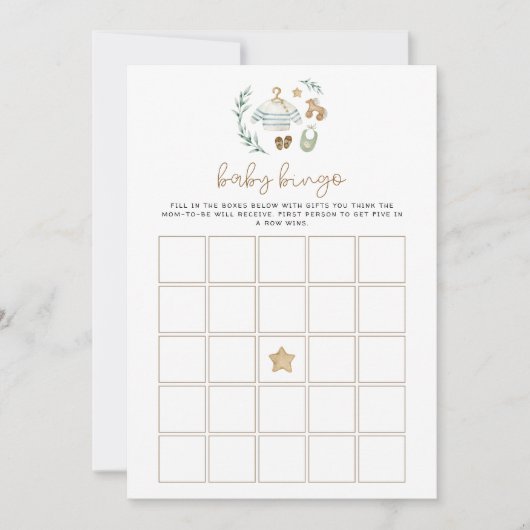 Gender Neutral Vintage Toys Baby Bingo Card Kaart (Voorkant)