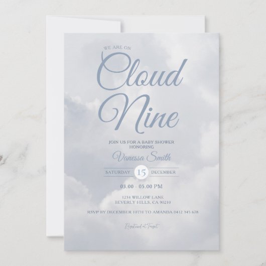 Gender Neutral We Are On Cloud Nine Baby Shower Kaart (Voorkant)
